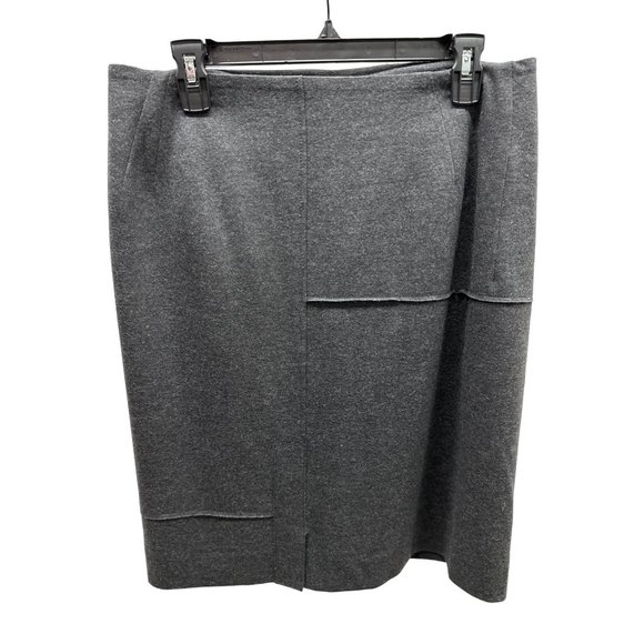 Bruno Cucinelli Made in Italy Gray Flannel Wool A-Line Skirt ITA 48 / US 12 - Picture 2 of 4